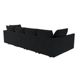 HONBAY Modular Sectional Sleeper Sofa Velvet Sectional Sleeper Couch with Storage Seats Oversized Sectional for Living Room,Black HONBAY