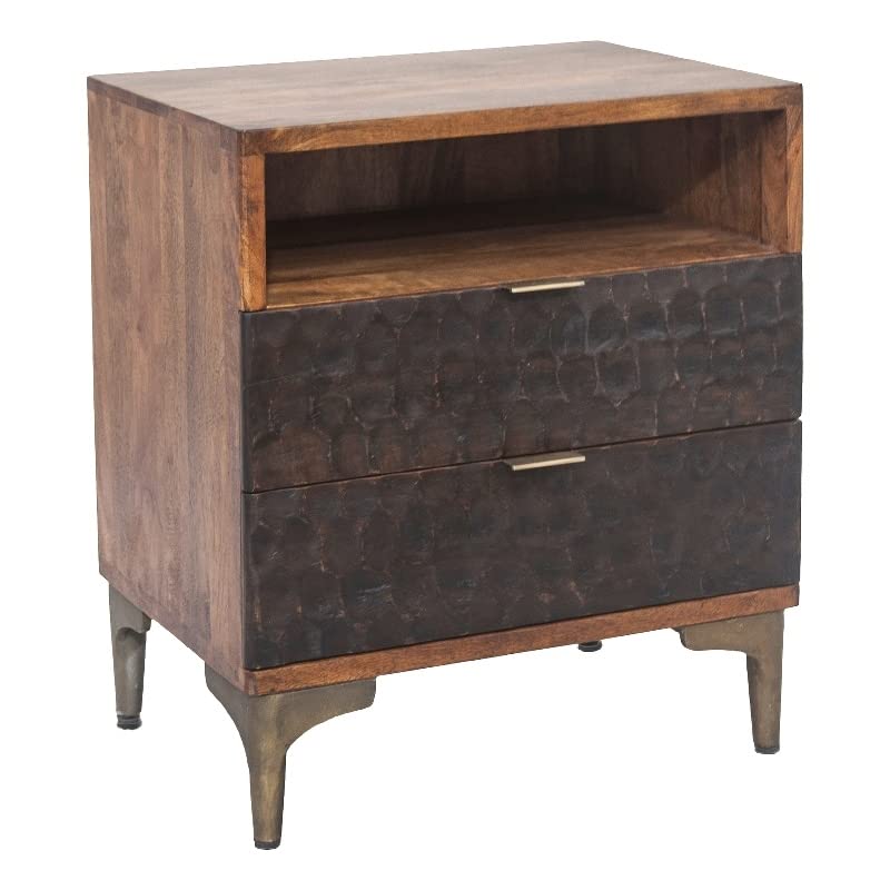 World Interiors Vallarta 24" Mango Wood Two Tone Night Stand in Brown - WoodArtSupply