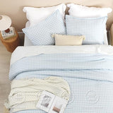 Andency Light Blue Gingham Comforter Set Full(79x90Inch), Checkered Grid Plaid Buffalo Bed Set for Girls Boys Kids Teens, 3 Pieces Lightweight Microfiber Geometric Preppy Bedding Andency