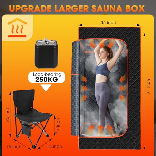 OneAmg Sauna Box,Portable Sauna for Home,2024 Sauna Tent with 3L 110V Steamer,9 Levels,36 * 36 * 71inch OneAmg