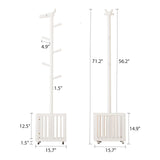 AQIMUELE Kids Coat Rack,Rubber Wood Entryway Coat Rack with 6 Hook for Bedrooms,Coat Tree(White) AQIMUELE