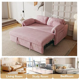 Anwick Modern Velvet 3 in 1 Sleeper Sofa Bed,Convertible Folding Futon Sofa Pull Out Couch Bed with 3 Reclining Backrests,Pillows,54" Small Love Seat for Compact Living Room Office (Pink, 54") Anwick