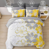 Anibedding Yellow Floral Comforter Set King Size 7 Pieces Reversible Bed in a Bag with Sheets Set for All Season, Soft Microfiber Complete Bedding Set King (104"x90") Anibedding