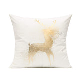 All Smiles White Gold Christmas Decorations Throw Pillow Covers 18X18 Set of 4 Winter Xmas Navidad Home Holiday Décor Velvet Cushion Cases for Sofa Tree Snowflake Reindeer All Smiles