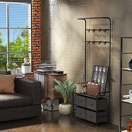 Simple Houseware Coat Rack with Storage Shelf, Black Simple Houseware