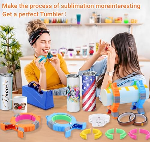𝑷𝒆𝒓𝒇𝒆𝒄𝒕 𝑻𝒖𝒎𝒃𝒍𝒆𝒓 𝑪𝒍𝒂𝒎𝒑,Sublimation Blanks Tumbler Clamp Tool, for 20oz 30oz Sublimation Blanks, Heat Resistant Gloves, Heat Tape Sublimation, Heat Tape Dispenser Sublimation Kit AFW