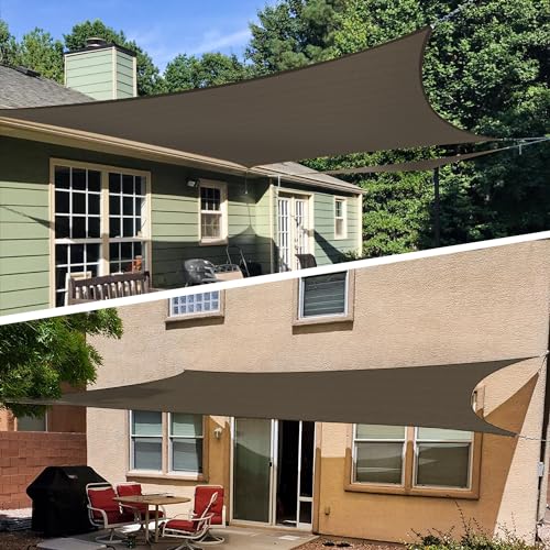 TANG Sunshades Depot Brown 16' x 16' Sun Shade Sail Square Canopy Shade Cover UV Block for Backyard Pergola Porch Deck Garden Patio Outdoor Activities TANG