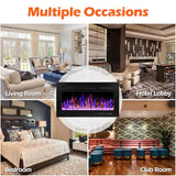 BETELNUT 30" Electric Fireplace Wall Mounted and Recessed with Remote Control, 750/1500W Ultra-Thin Wall Fireplace Heater W/Timer Adjustable Flame Color and Brightness, Log Set & Crystal Options BETELNUT