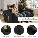 BSHOMGI 4 in 1 Futon Sofa Bed Queen Size - Foldable Convertible Sleeper Couch,Teddy Foam-Filled Compressed Couch Removable Corduroy Cover, Space Saving Sofas for Bedroom & Dorm (Black, 59” 2 Seat) BSHOMGI