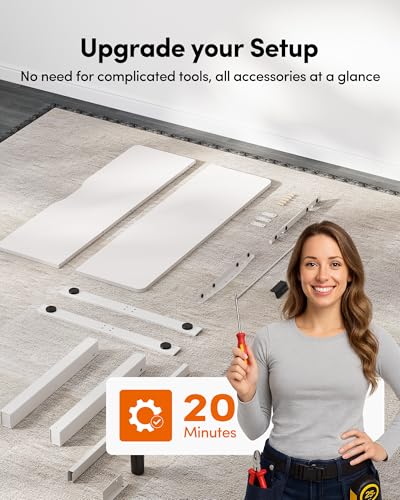 FEZIBO Electric Standing Desk Adjustable Height, 40 x 24 Inch Sit and Stand Desk, Home Office Desk, Ergonomic Workstation Computer Desk, White FEZIBO