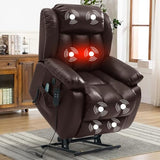 MEROUS Dual Motor Power Lift Recliner Chair for Elderly, Infinite Position Lay Flat Lift Chair with Massage and Heat, USB Ports, Leather (Brown)