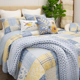 Donna Sharp Spring Flowers Summer Cotton Pieced Quilted Bedding Set - 3-Piece Queen Size Quilt Set - Includes 1 Quilt and 2 Pillow Shams - Machine Washable - Traditional Floral Design Donna Sharp