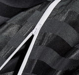 Arianaut Duvet Cover Full Size Black 5 Pieces Satin Full Duvet Cover Luxury Coquette Silk Like Striped Duvet Cover Black Bedding Set Comforter Cover with Zipper Closure 1 Duvet Cover 4 Pillow Cases Arianaut