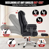 600lbs Big and Tall Office Chair, Wide Ergonomic Leather Executive Chair for Heavy People with Foot Rest, High-Back Reclining Computer Chair with Swivel Wheels and Lumbar Support (Black) Box DesignLab