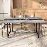 HOMCOM Industrial Dining Table for 8 People, 70.9" Long Rectangular Kitchen Table with Large Tabletop and Steel Legs for Dining Room, Distressed Gray HOMCOM