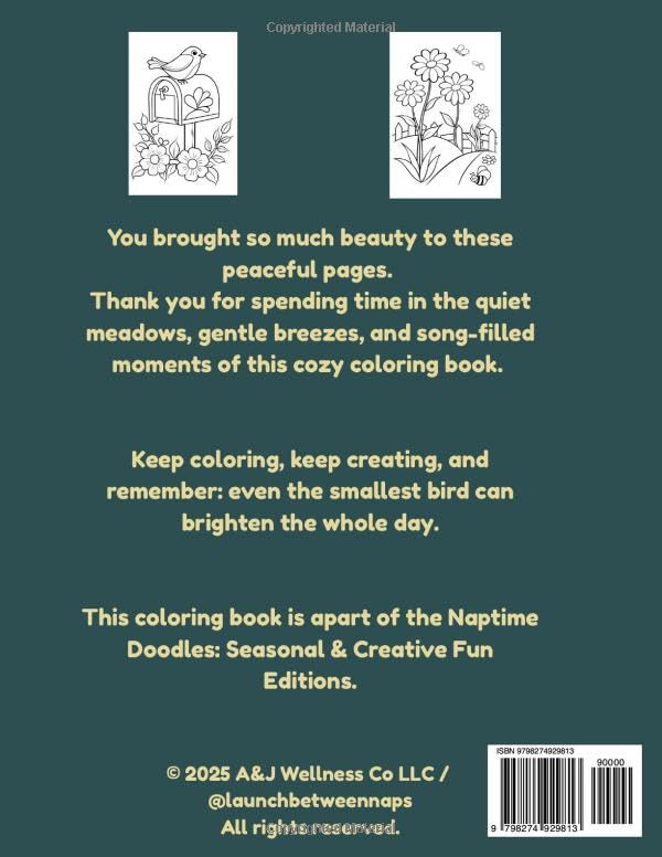 Naptime Doodles: Cozy Scenery & Songbirds Edition: A calming senior-friendly coloring book with simple nature scenes, bold outlines, and peaceful songbirds (Naptime Doodles: Cozy Senior Series) WoodArtSupply