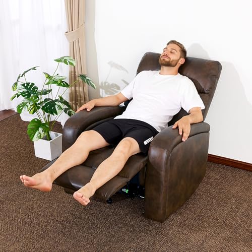 MCombo Zero Wall Recliner Chair, Power Wall Hugger Recliner with USB & Type-C Dual Charge Ports for Small Space, Living Room, RV PR644 (Dark Brown)