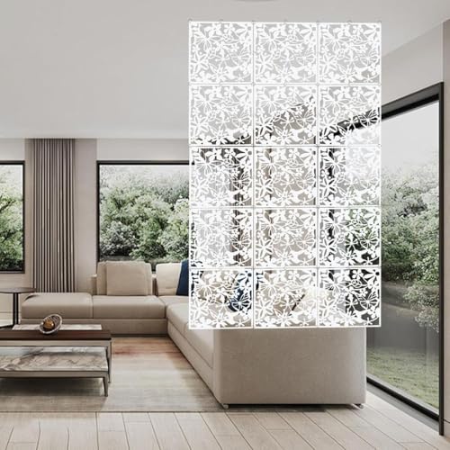 12+4PCS KEIBIKEIDI Hanging Room Divider Screens Made of Environmentally PVC, Simple and Modern White Hanging Panel Screen for Decoration Home, Livingroom,Bedroom, Kitchen, Dining Room,Hotel and Bar KEIBIKEIDI
