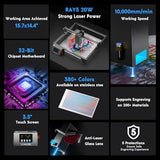 Longer RAY5 20000mW Laser Engraver with Air Assist Kit, 4-in-1 Chuck jaw kit, and 12 Pcs Raiser, CNC, App Offline Control, DIY Engraving Tool for Metal/Glass/Wood, Class 4 Longer