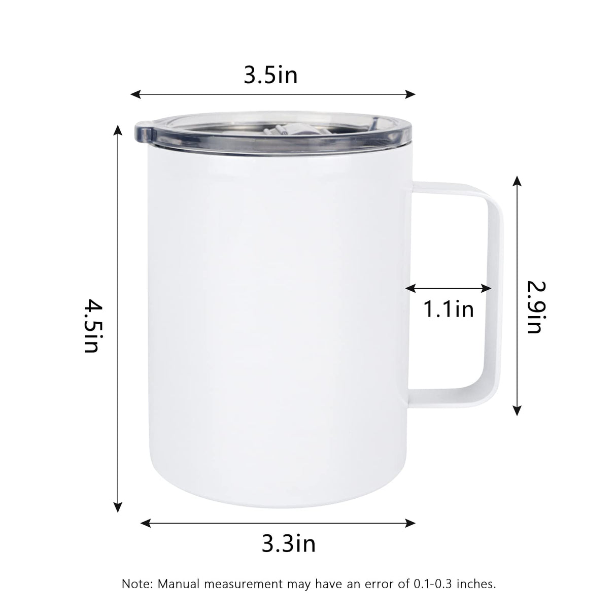 MAIKESUB 4 Pcs Sublimation Mugs Blank Stainless Steel Coffee Tumbler Double Wall Sublimation Blanks Coffee Mugs with Handle and Sliding Lid 12 oz Double Wall Vacuum Insulated for Travel Mug MAIKESUB