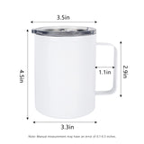 MAIKESUB 4 Pcs Sublimation Mugs Blank Stainless Steel Coffee Tumbler Double Wall Sublimation Blanks Coffee Mugs with Handle and Sliding Lid 12 oz Double Wall Vacuum Insulated for Travel Mug MAIKESUB