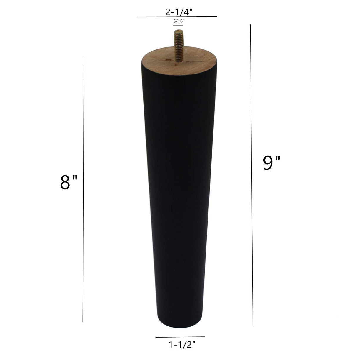 WEICHUAN Black Round Solid Wood Replacement Sofa Couch Chair Ottoman Loveseat Coffee Table Cabinet Furniture Wood Legs Wood Furniture Legs(8" Set of 4) WEICHUAN