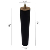WEICHUAN Black Round Solid Wood Replacement Sofa Couch Chair Ottoman Loveseat Coffee Table Cabinet Furniture Wood Legs Wood Furniture Legs(8" Set of 4) WEICHUAN