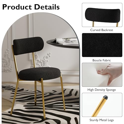 RGZ Modern Oval Dining Table Set for 4, 5 Piece Dining Table and Chairs Set with Faux Marble Kitchen Table & 4 Black Gold Upholstered Boucle Chairs, Dining Table for Dining Room, Kitchen, Living Room RGZ