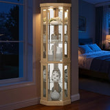 Casaphoria Curio Cabinet, Corner Cabinet for Collectibles, Trophies & Glassware, Corner Glass Display Cabinet, Durable Wood Construction & Tempered Glass, Golden Oak Casaphoria