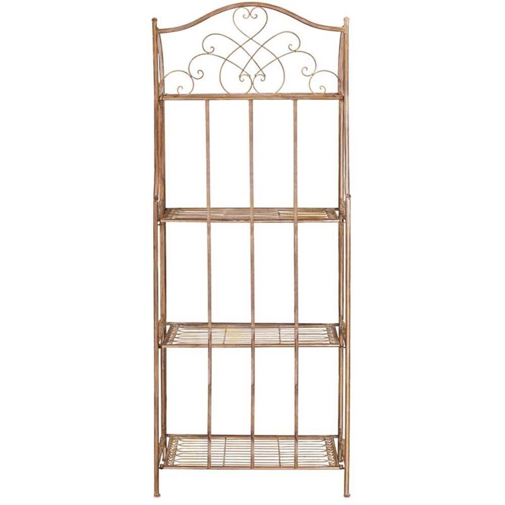 SAFAVIEH PAT5014A Collection Amaris Rusty Orange Wrought Iron 4 Tier Outdoor Bakers Rack Shelve Safavieh