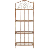 SAFAVIEH PAT5014A Collection Amaris Rusty Orange Wrought Iron 4 Tier Outdoor Bakers Rack Shelve Safavieh