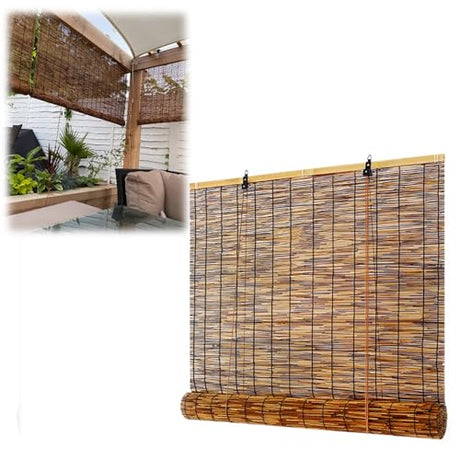 MObyat Customize Bamboo Roman Blinds 16" 28" 36" 48" 52" 60" 64" 72" Blackout Window Bamboo Roll-Up Shades Cordless Curtains for Outdoor Indoor Decks Door (Size : 17" W x 64" H) MObyat
