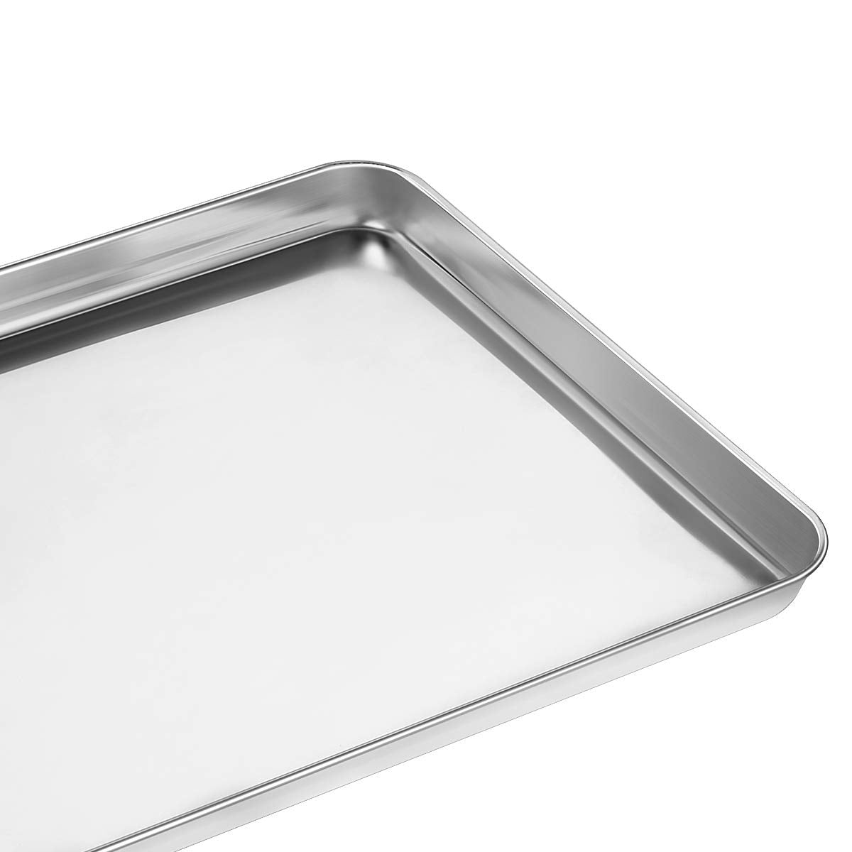 Wildone Baking Sheet Set of 2 - Stainless Steel Cookie Sheet Baking Pan, Size 16 x 12 x 1 inch, Non Toxic & Heavy Duty & Mirror Finish & Rust Free & Easy Clean Wildone