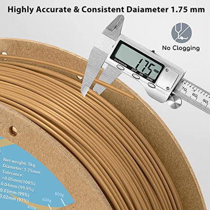 DURAMIC 3D Matte PLA Filament 1.75mm Wood, 1kg Cardboard Spool Matte Finish 3D Printer Filament PLA 1.75mm Dimensional Accuracy 99% +/- 0.03 mm, Printing with FDM 3D Printer, Easy to Remove S - WoodArtSupply