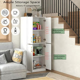 Hamesen Storage Cabinet, Kitchen Pantry with Doors & Shelf, Tall Storage Cabinet for Bathroom, Living Room, Entryway,White Hamesen