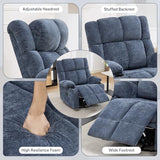 Coziture 360°Swivel Rocker Recliner Chair,Rocking Recliner Chair with Adjustable Headrest for Adults,Upholstered Fabric Rocking Chair Swivel for Bedroom,Living Room,Blue