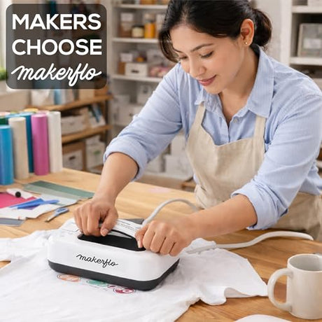 Makerflo Mini Heat Press Machine 7 x 5 Inch – Portable Digital LCD Small Heat Press with Ceramic Heating Plate, Auto Shut Off, Dual Voltage, Ideal for Sublimation & Heat Transfer Projects makerflo