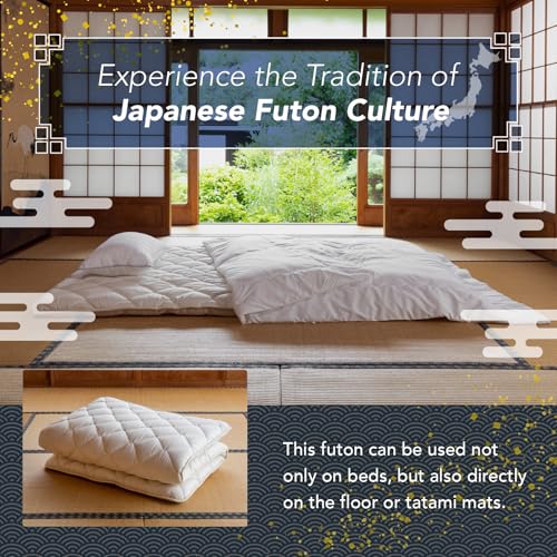 MORIRIN Japanese Floor Futon Mattress (Shikibuton) with Body Pressure Dispersion, Made in Japan, Full MORIRIN