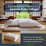 MORIRIN Japanese Floor Futon Mattress (Shikibuton) with Body Pressure Dispersion, Made in Japan, Full MORIRIN