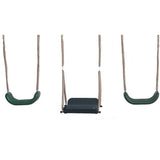 XDP Recreation Crestview Outdoor Play Kids Metal Backyard Playset Swing Set with 2 Swings, Slide, Stand N Swing, Fun Glider, and See Saw, Green/Tan XDP RECREATION