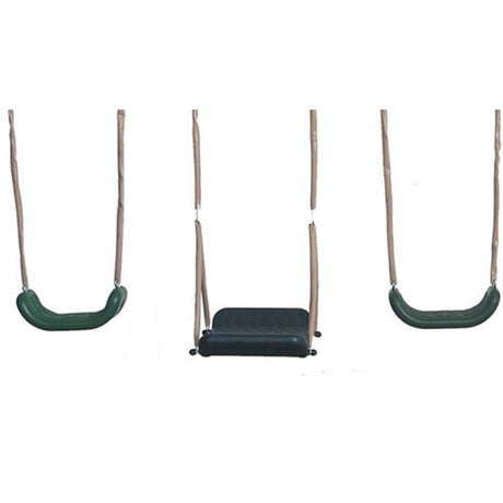 XDP Recreation Crestview Outdoor Play Kids Metal Backyard Playset Swing Set with 2 Swings, Slide, Stand N Swing, Fun Glider, and See Saw, Green/Tan XDP RECREATION