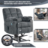 REHOUSING Oversized Power Lift Recliner Big Man 400lbs, Extra Wide Recliner Chair with Lifts Vertically for Elderly, Features Cup Holder, Heat and Massage, Zero Gravity Lay Flat for Adults (Blue)