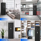 EMAXEE 7-8 Biometric Gun Safe Rifle, Large Gun Safes for Home Rifle and Pistols with Upgraded Control Panel and LED Light, Quick Access Fingerprint Gun Cabinet with Removable Shelf and Gun Racks EMAXEE