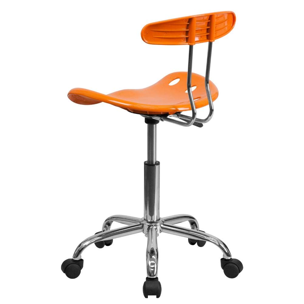 Flash Furniture Elliott Vibrant Orange and Chrome Swivel Task Office Chair with Tractor Seat - WoodArtSupply