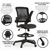 Flash Furniture Kale Mid-Back Swivel Office Chair with Adjustable Foot Ring, Lumbar Support, and Seat Height, Ergonomic Mesh Executive Chair, Black Flash Furniture