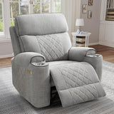 EBELLO Power Recliner Chair, Electric Fabric Reclining Sofa with Cup Holders, USB Type-C Charging Ports, for Small Living Room, Bedroom and Meeting Room, Grey