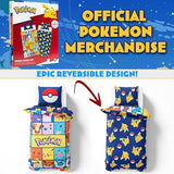 Get Trend Pokemon Single Duvet Cover Set with Pillowcase for Boys, 53"x79", Reversible Pikachu Design, Soft Boys Bedding, Gifts for Kids (Multi Pokemon) Get Trend