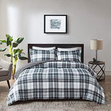 Madison Park Essentials Parkston Plaid Comforter, Matching Sham, 3M Scotchguard Stain Release Cover, Hypoallergenic All Season Bedding-Set, Full/Queen, Black, 3 Piece Madison Park