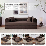 Reiboco 79" 5-in-1 Folding Convertible Sofa Bed, Oversized Corduroy Futon Floor Couch with Pull-Out Sleeper, Modular Boneless Loveseat for Small Spaces, Living Room, Bedroom (Brown) Reiboco