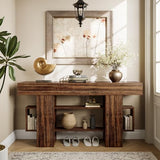 Einhomn 63 Inches Entryway Table, Wooden Console Table with Storage, Narrow Sofa Table Behind Couch, Farmhouse Long Entry Hallway Tables for Entrance, Foyer, Living Room, Rustic Brown Einhomn
